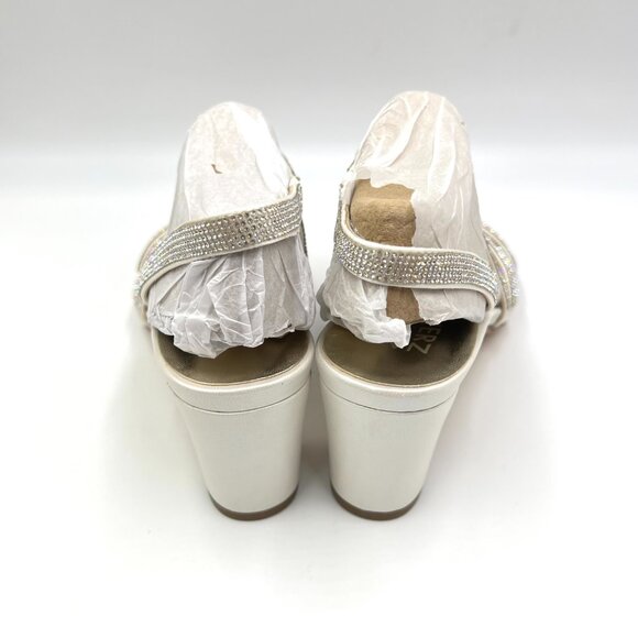 Naturalizer‎ Womens Size 8 Vanessa 2 White Jeweled Dress Sandals Heels Shoes - Picture 6 of 13